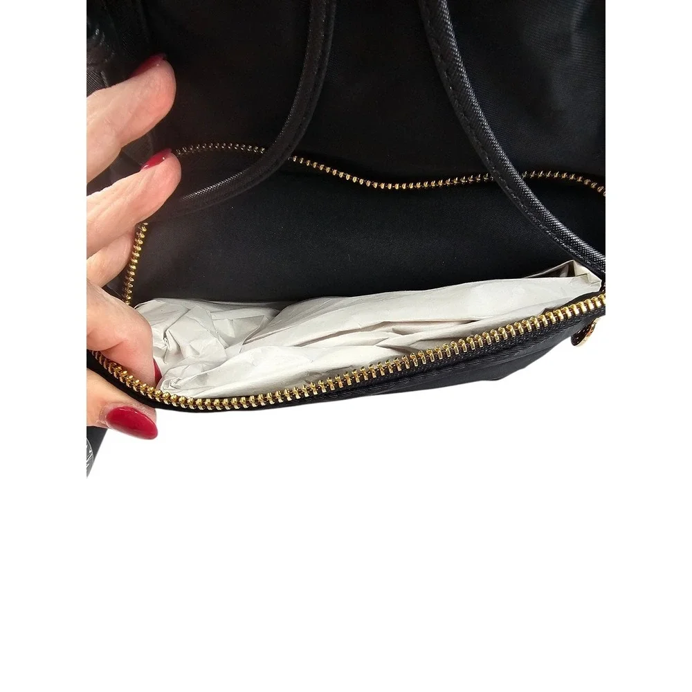 Valentino Orlandi Black Nylon Backpack Gold Logo Rucksack with Wallet NEW‎